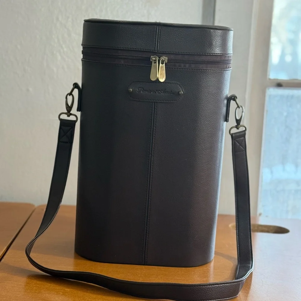 Vintage‎ picnic at Ascot leather dual bottle, wine carrier complete